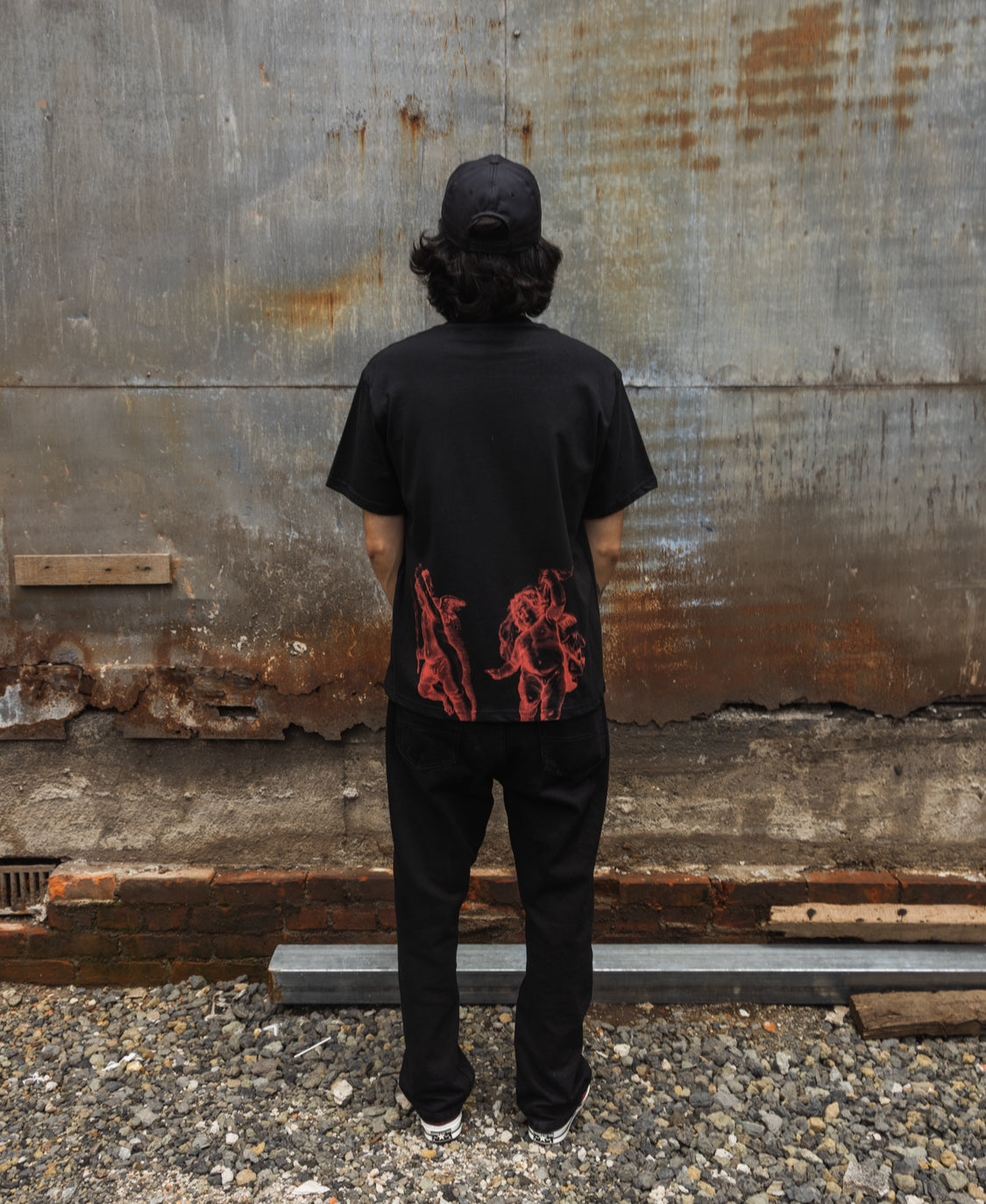Black Tee Angels Back