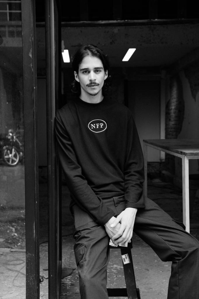 Black  Waffle Long Sleeve NFP Tee